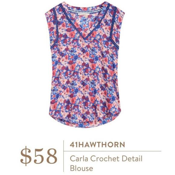 41 Hawthorn Womens  Stitch Fix  Carla Crochet V-Neck Pink Floral Tank Size Small - Picture 1 of 6